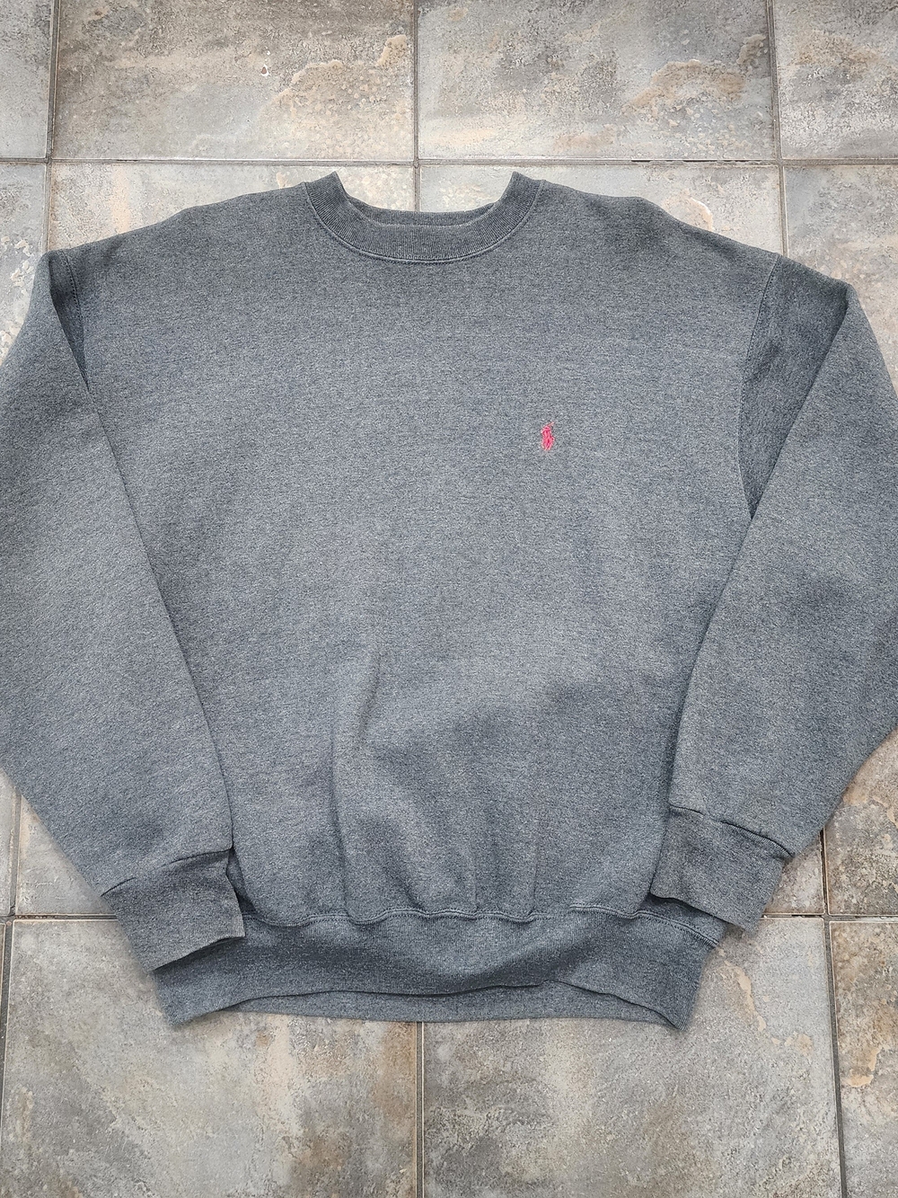Vintage 90s Polo Ralph Lauren Men's XL USA Made Gray Pony Crewneck Sweatshirt